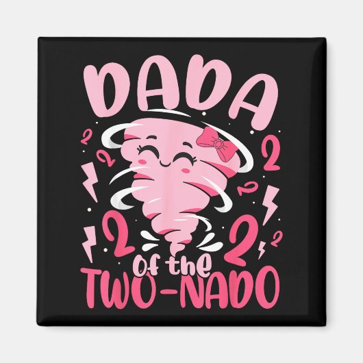 Dada van de tweeling-tornado thema 2de verjaardag magneet (Voorkant)