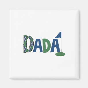 Dada van de verjaardag jongen gat in een golf spor magneet