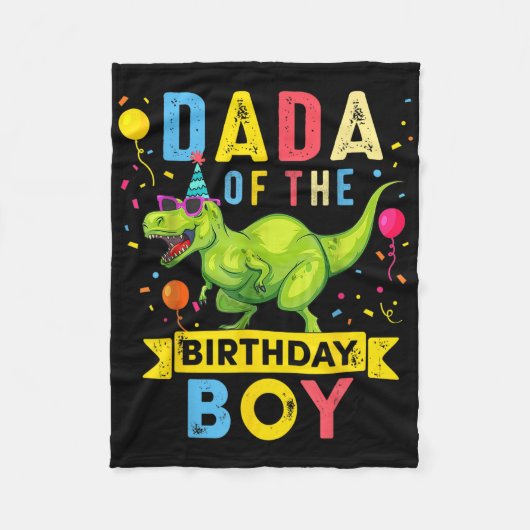 Dada van de Verjaardag Jongen T-rex Dinosaurus Ver Fleece Deken (Voorkant)