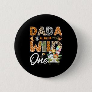 Dada van de wilde 1e verjaardag jongen safari jung ronde button 5,7 cm
