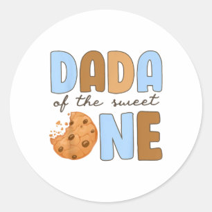 Dada van de zoete koekjes en melk 1e verjaardag ronde sticker