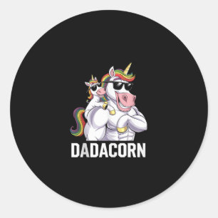 Dadacorn Eenhoorn Vader Vaderdag Grappige Regenboo Ronde Sticker