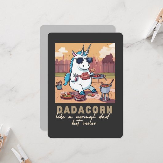 Dadacorn Eenhoring Dad BBQ Papa Kaart (Voorkant / Achterkant in situ)