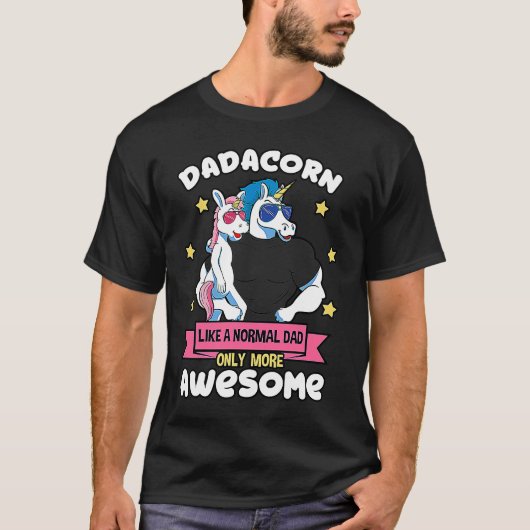 Dadacorn Father Unicorn Daughter Daddy Muscles Sun T-shirt (Voorkant)