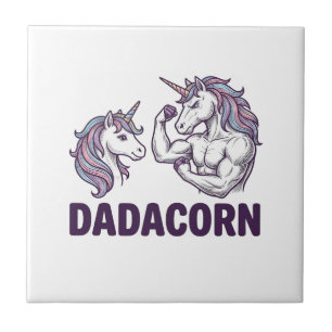 Dadacorn Grappige Eenhoorn Vader Vector Shirt Ontw Tegeltje