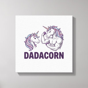 Dadacorn Grappige Eenhoorn Vader Vector T-shirt On Canvas Afdruk