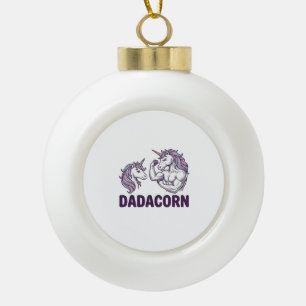 Dadacorn Grappige Eenhoorn Vader Vector T-shirt On Keramische Bal Ornament