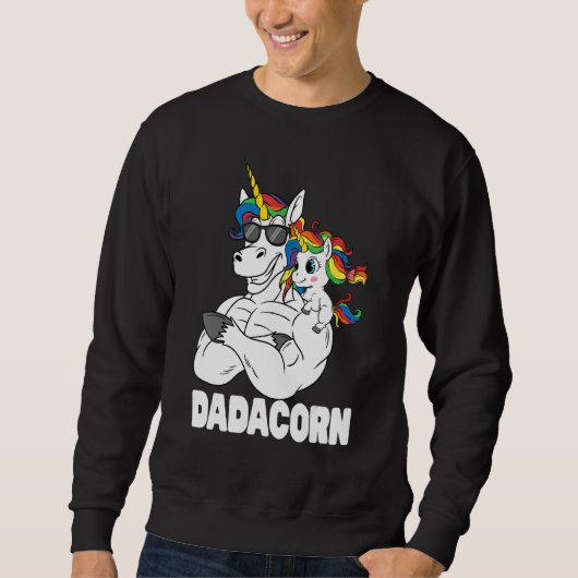Dadacorn Musea Unicorn Pap met Baby Daughter Sun Trui (Voorkant)