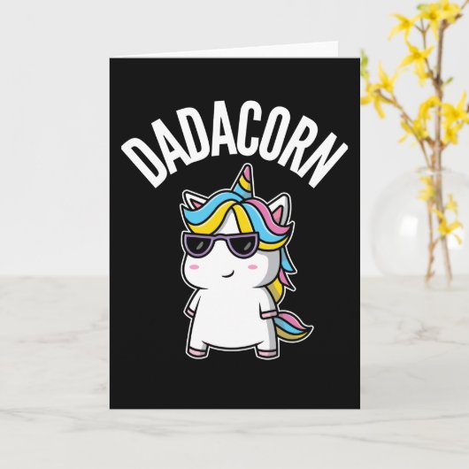 Dadacorn Unicorn Dad Dabbing Rainbow Father's Day Kaart (Gele Bloem)