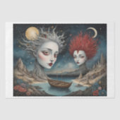 Dadaïstisch vrouwenpaar in een kubistische surreal tissuepapier (Voorkant)