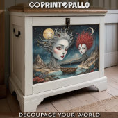 Dadaïstisch vrouwenpaar in een kubistische surreal tissuepapier