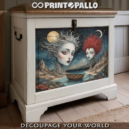 Dadaïstisch vrouwenpaar in een kubistische surreal tissuepapier