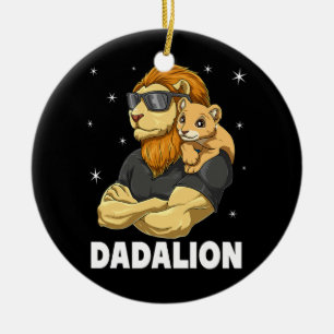 Dadalion Lion Dad en Baby Papa Vaderdag voor Keramisch Ornament