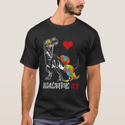 Dadasaurus Dad Rex Autism Awareness Pap Fa T-shirt (Voorkant)