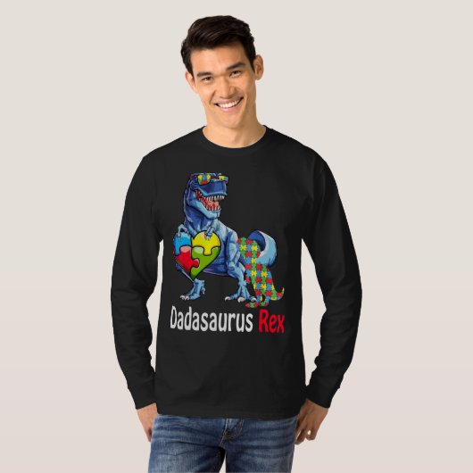 Dadasaurus Dad Rex Autism Awareness Pap Fa T-shirt (Voorkant volledig)