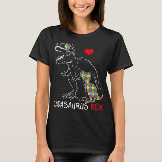 Dadasaurus Dad Rex Autism Awareness Pap Fa T-shirt (Voorkant)