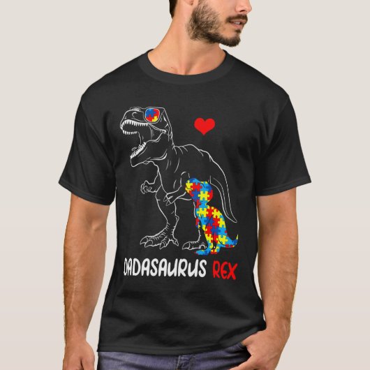 Dadasaurus Dad Rex Autism Awareness Pap Fa T-shirt (Voorkant)