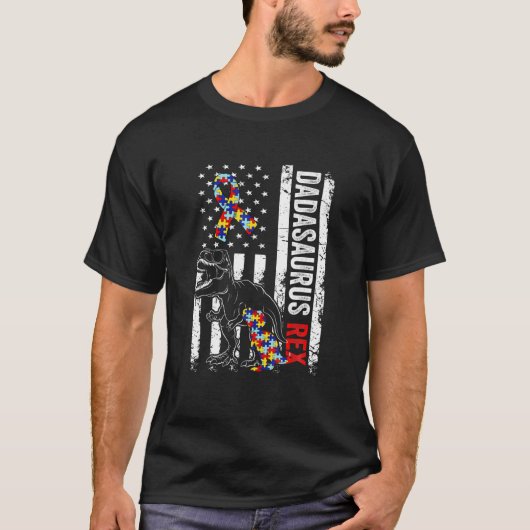 Dadasaurus Dad Rex Autism Awareness Pap Fa T-shirt (Voorkant)