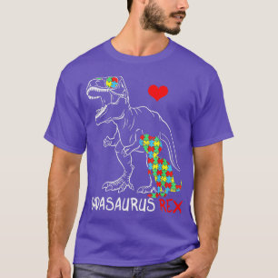 Dadasaurus Dad Rex Autism Awareness Pap Fa T-shirt