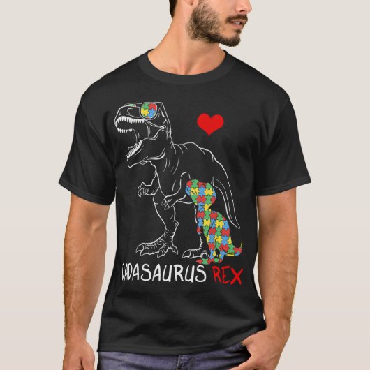 Dadasaurus Dad Rex Autism Awareness Pap Fa T-shirt (Voorkant)