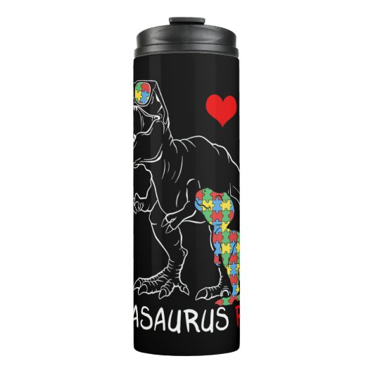 Dadasaurus Dad Rex Autism Awareness Pap Fa Thermosbeker (Voorkant)