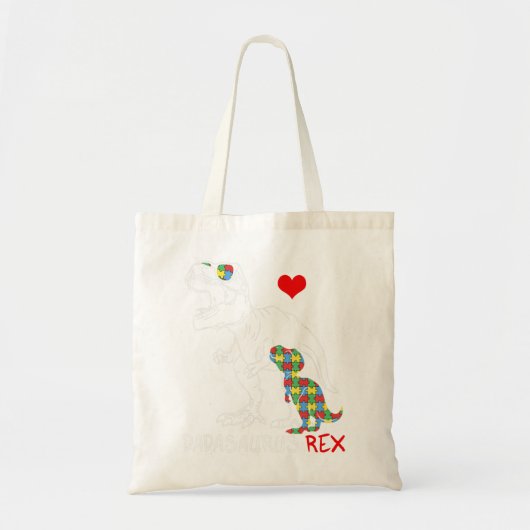 Dadasaurus Dad Rex Autism Awareness Pap Fa Tote Bag (Voorkant)