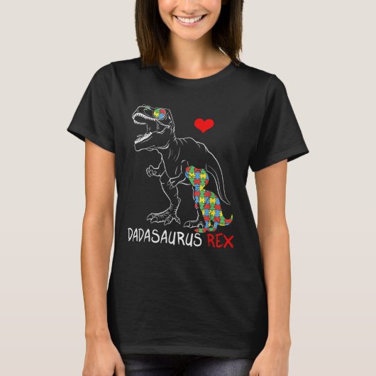 Dadasaurus Daddy Rex Autisme Bewustzijn Trotse Vad T-shirt (Voorkant)