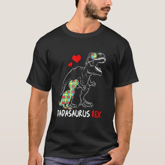 Dadasaurus Papa Rex Autisme Trotse Papa T-shirt (Voorkant)