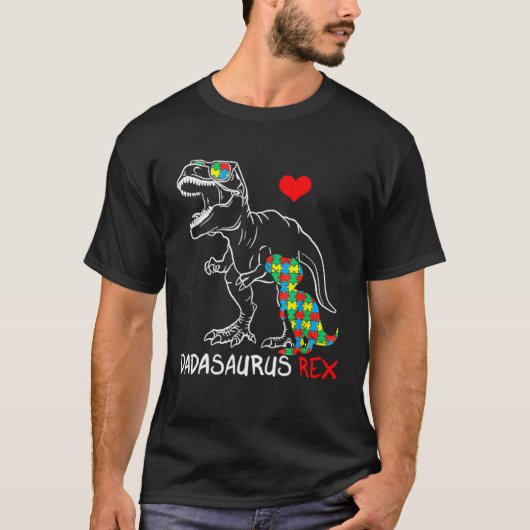 Dadasaurus Rex Autism Awareness Jigsaw Puzzle Prou T-shirt (Voorkant)