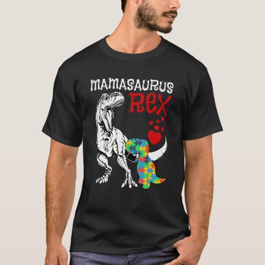 Dadasaurus Rex Autism Awareness Proud Autisme Dad T-shirt (Voorkant)