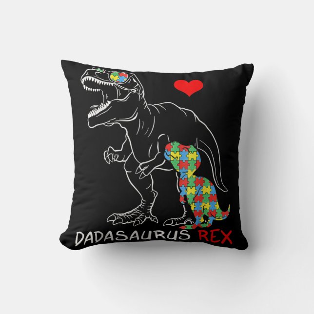 Dadasaurus Rex Autism Awareness Proud Dad's Kussen (Voorkant)