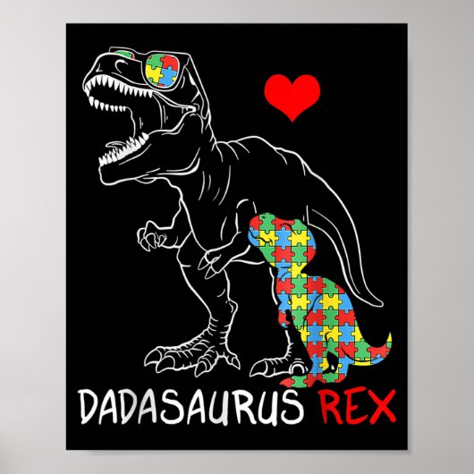 Dadasaurus Rex Autism Awareness Proud Dad's Poster (Voorkant)