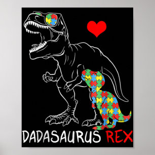 Dadasaurus Rex Autism Awareness Proud Dad's Poster