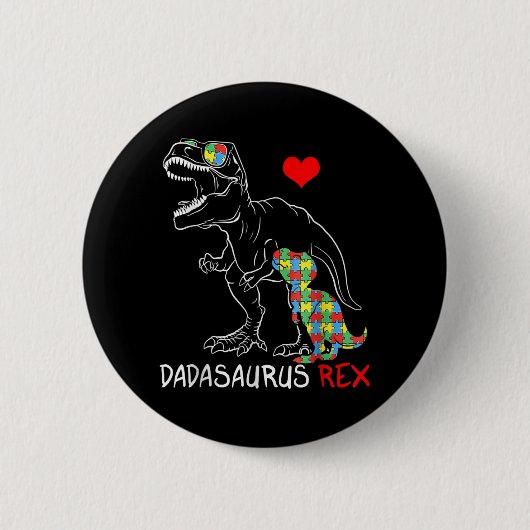 Dadasaurus Rex Autism Awareness Proud Dad's Ronde Button 5,7 Cm (Voorkant)