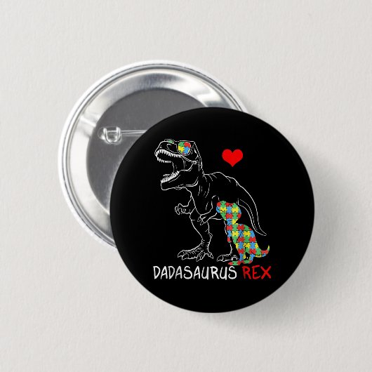 Dadasaurus Rex Autism Awareness Proud Dad's Ronde Button 5,7 Cm (Voorkant /achterkant)