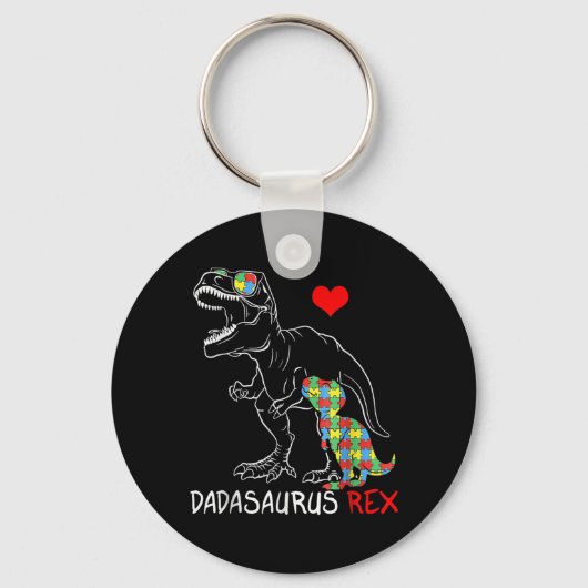 Dadasaurus Rex Autism Awareness Proud Dad's Sleutelhanger (Voorkant)