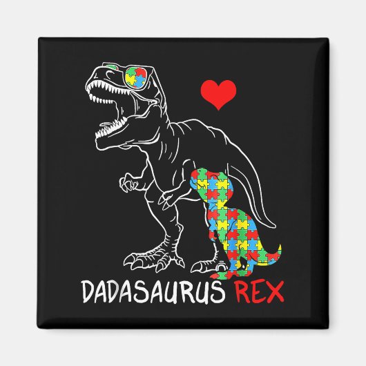 Dadasaurus Rex Autisme Bewustzijn Trotse Vader Vad Magneet (Voorkant)