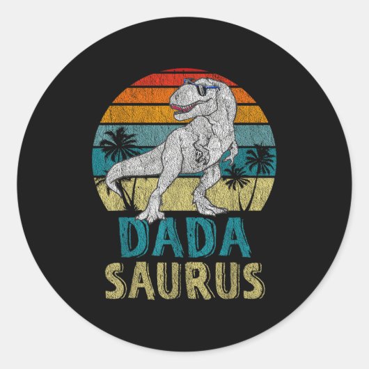 Dadasaurus T Rex Dinosaur Dada Saurus Family Match Ronde Sticker (Voorkant)