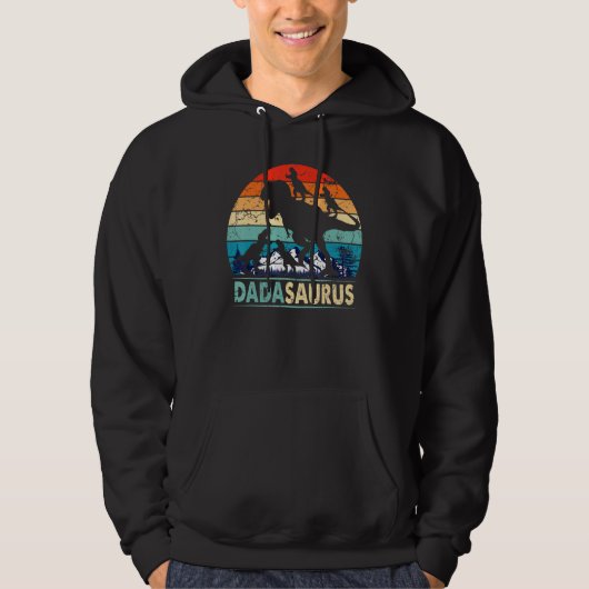 Dadasaurus T Rex papa Dinosaur 4 Kinder vaders Da Hoodie (Voorkant)