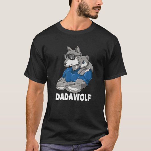 Dadawolf Wolf Dad and Baby Papa Vaderdag for a T-shirt (Voorkant)