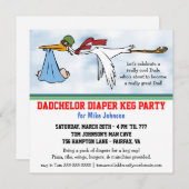 Dadchelor Diaper Keg New Dad Cute Party Invitation Kaart (Voorkant / Achterkant)