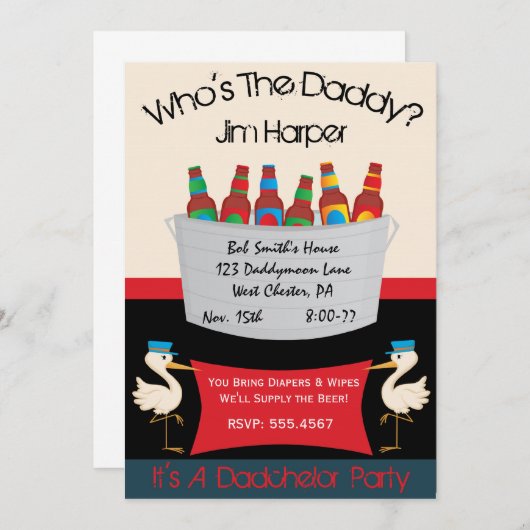 Dadchelor Diaper Keg Party-uitnodigingen Kaart (Voorkant / Achterkant)