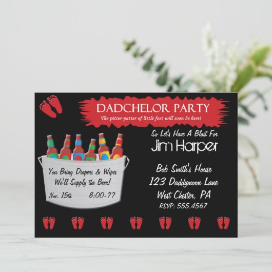 Dadchelor Diaper Keg Party-uitnodigingen Kaart (Staand voorkant)
