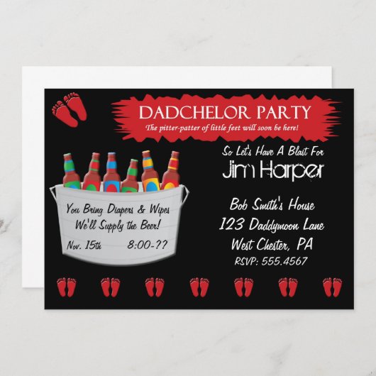 Dadchelor Diaper Keg Party-uitnodigingen Kaart (Voorkant / Achterkant)