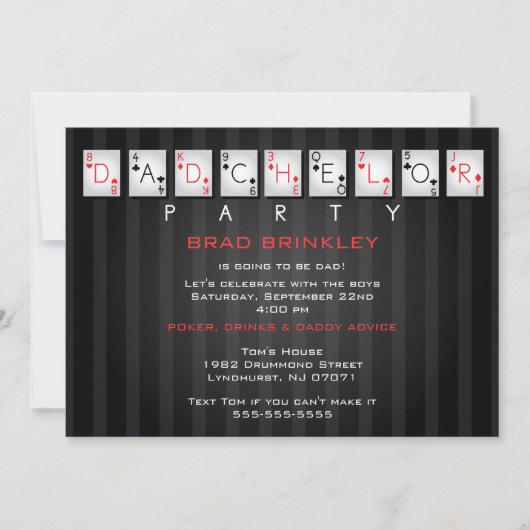 Dadchelor Party Baby shower Kaart - Pokerkaarten (Voorkant)
