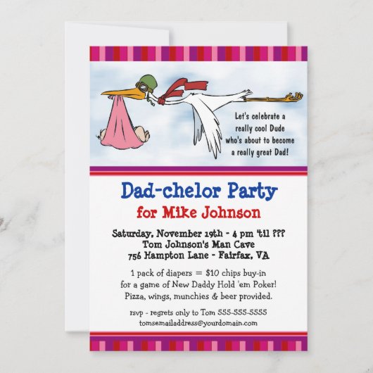 Dadchelor Party - Cute Dad Shower-uitnodigingen Kaart (Voorkant)