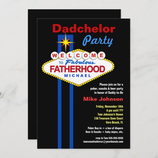 Dadchelor Party - Daddymoon Man Shower-uitnodiging Kaart (Voorkant / Achterkant)