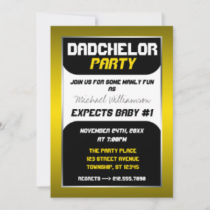 Dadchelor Party - Geel & Zwart Uitnodigingen