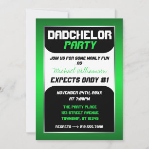 Dadchelor Party - Groene & Zwarte Uitnodigingen