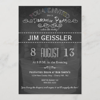 Dadchelor Party Invite in Chalkboard Typografie Kaart